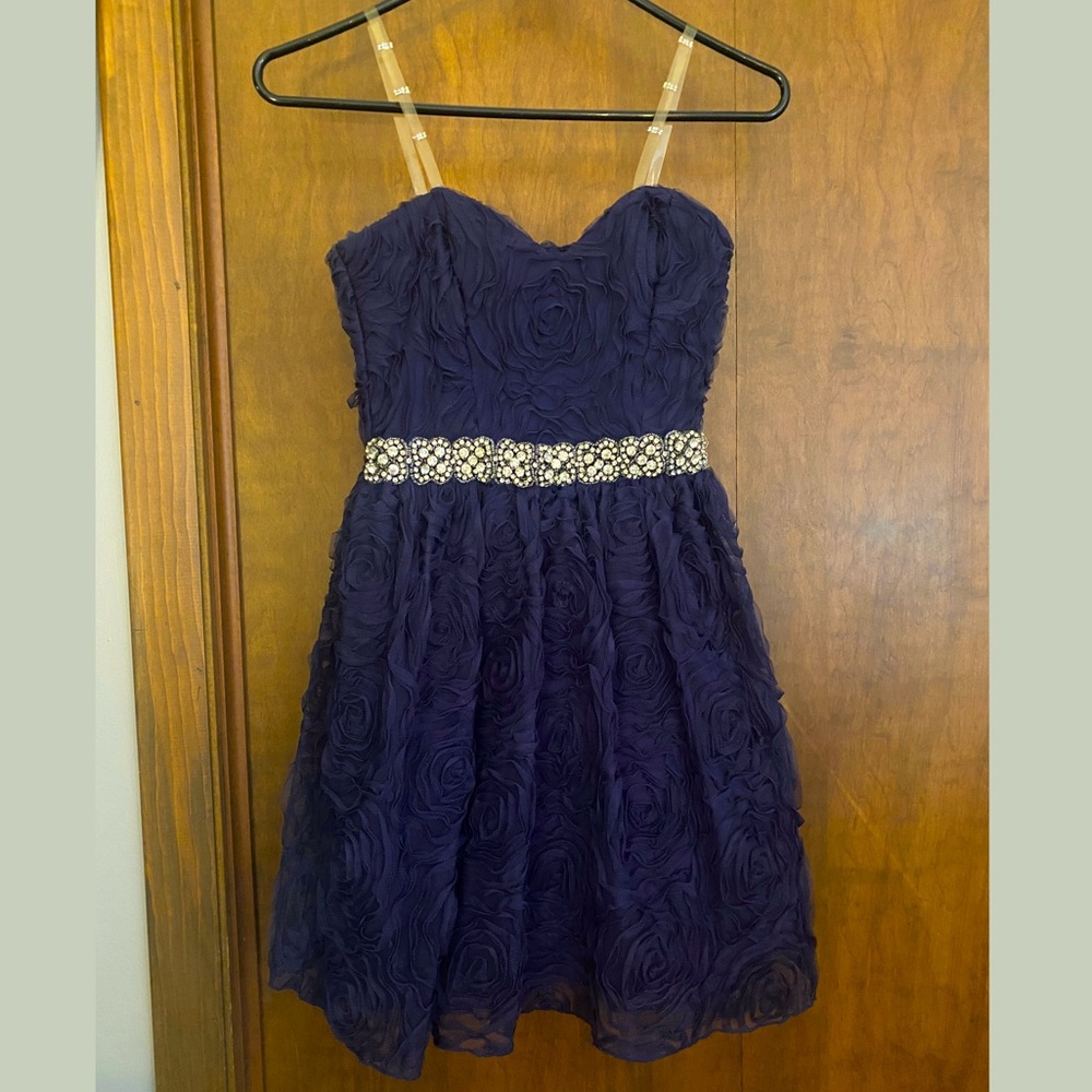 City Studio Navy Blue Tulle Formal Mini Dress